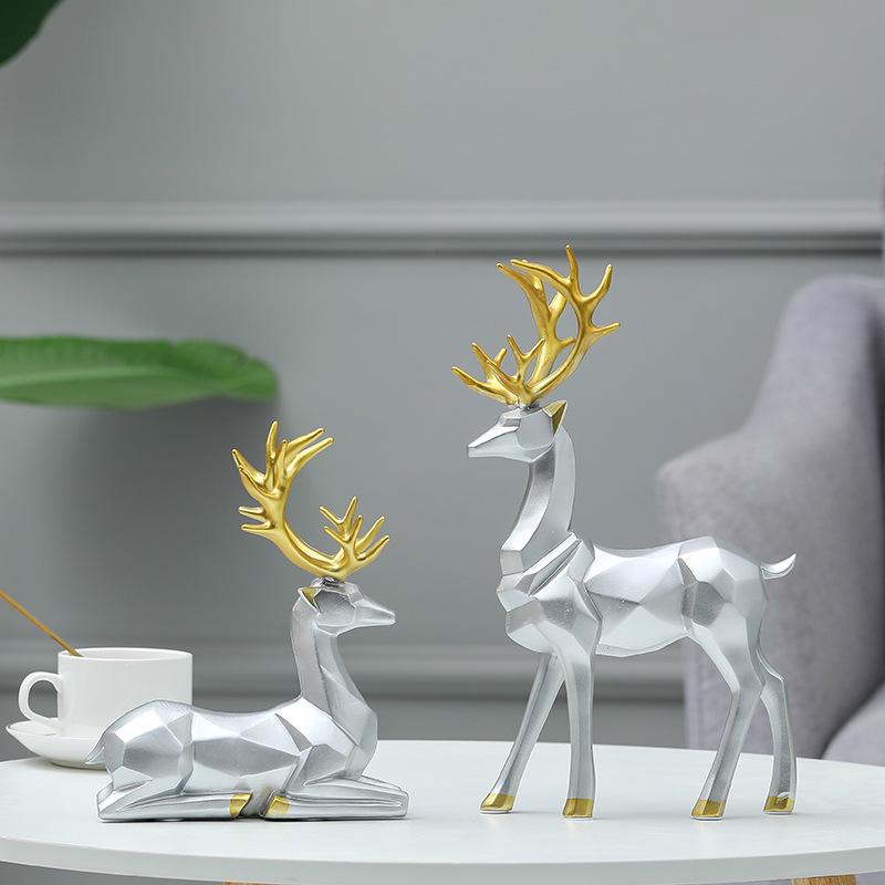 Nordic Resin Origami Elk Ornament for Living Room Decoration - Housewarming Gift