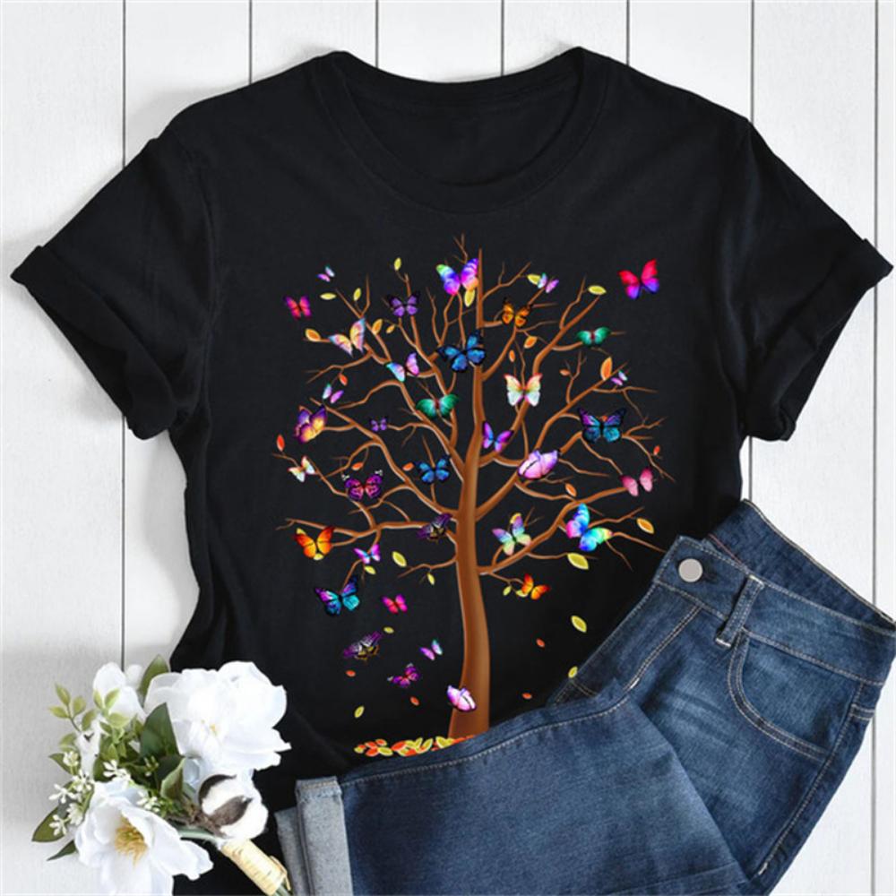 Новая женская футболка, модная футболка с цветочным принтом MOM Butterfly, повседневная футболка с коротким рукавом, женская футболка в стиле 90-х годов, женская футболка