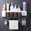 Toothbrush Holder Toothpaste Dispenser Sterilizer Bathroom Storage Rack Organizer Washroom Accessories Set Towel Holder With Cup