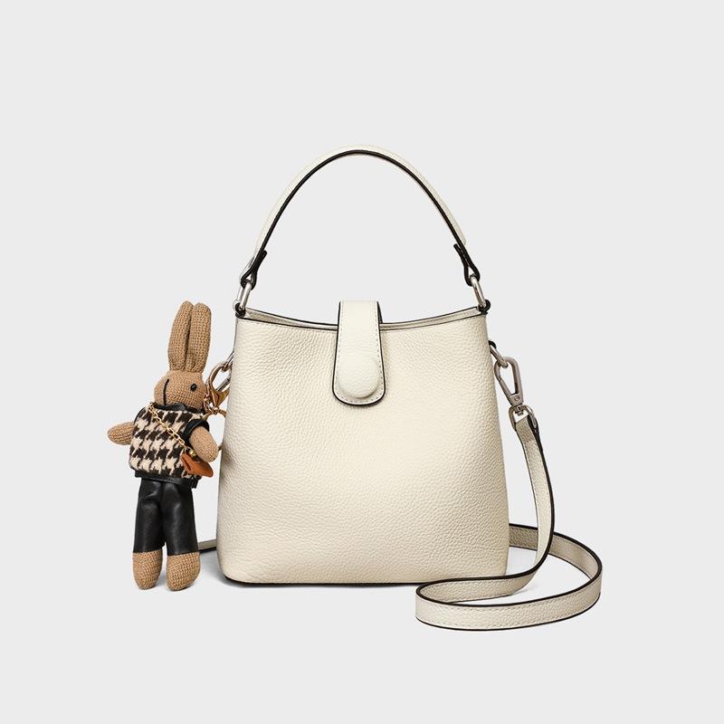 2025 New Women's Bucket Bag Genuine Leather High-end Feel Single Shoulder Crossbody Handbag Small Bag