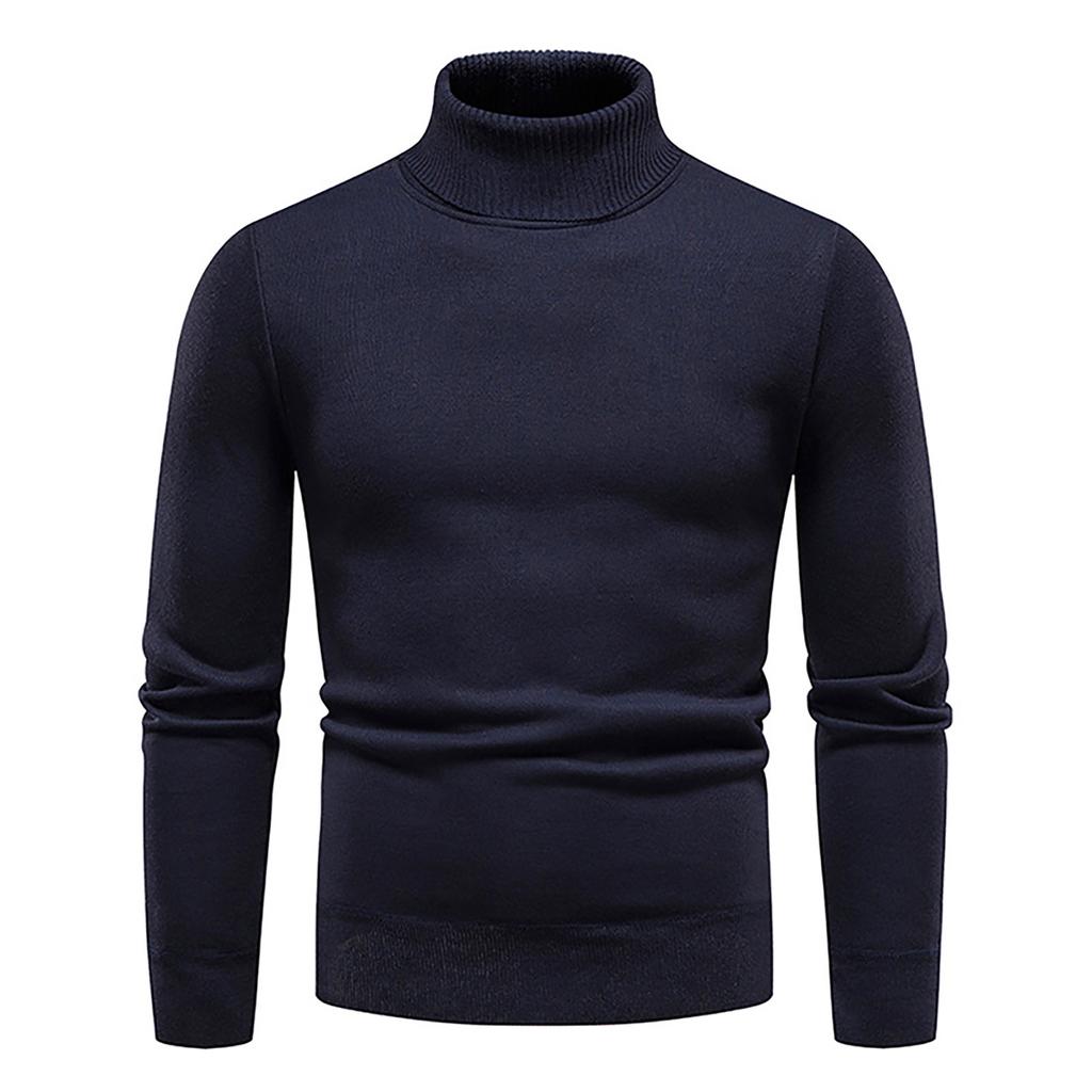 Men's Autumn And Winter Casual  Knitted Solid Color Decorative Pattern Sweater