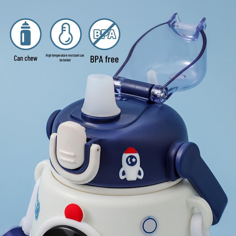 Изолированная бутылка для воды «Астронавт» для детей - Нержавеющая сталь 316, Большая вместимость с соломинкой