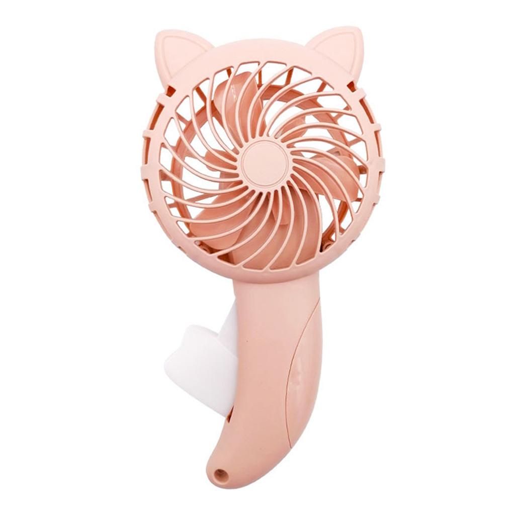 Hand Press Fan Cartoon Cat Ear Handheld Fan No Battery Manual Small Cooling Fan for Travel Outdoor