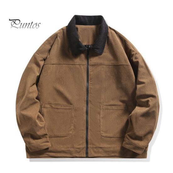 Мужская вельветовая куртка с воротником-лацканом, длинным рукавом, повседневная куртка в стиле пэчворк, пальто с карманами, застежка-молния, верхняя одежда