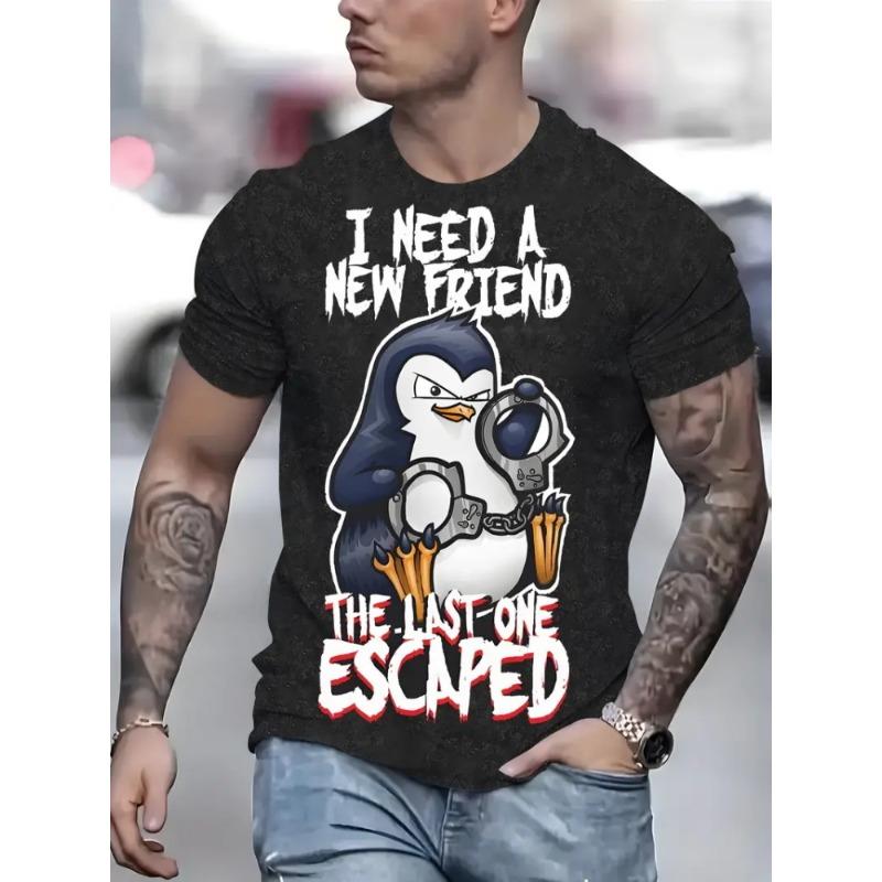 Крутая мужская повседневная футболка с принтом панды и круглым вырезом, уличная мода, удобный мужской топ, универсальная футболка с темпераментом