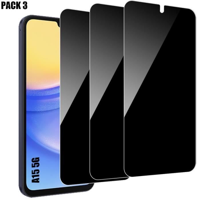 3 Verre Trempé Anti-espion pour Samsung Galaxy A15 5G-4G Vitre Protection