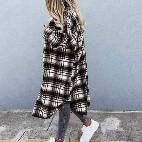 Модная винтажная женская блузка с цветными блоками, удлиненная блузка с длинным рукавом, свободная прямая верхняя одежда 2021 Fashion Tide