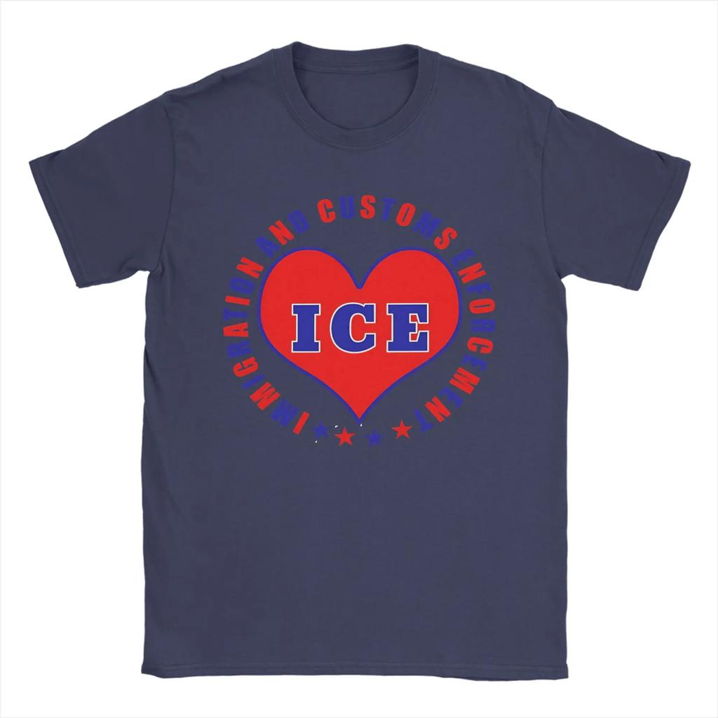 Heart Ice Immigration And Customs Enforceunisext Tshirt Summer Fashion Tshirts Unisex Cotton O Neck Plus Size Tees Short Sleeve Tops
