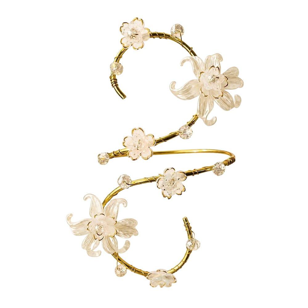 Gold Wire Wrapped Wire Wrapped Armlet Handmade Statement Arm Jewelry Elegant Floral Arm Band Women