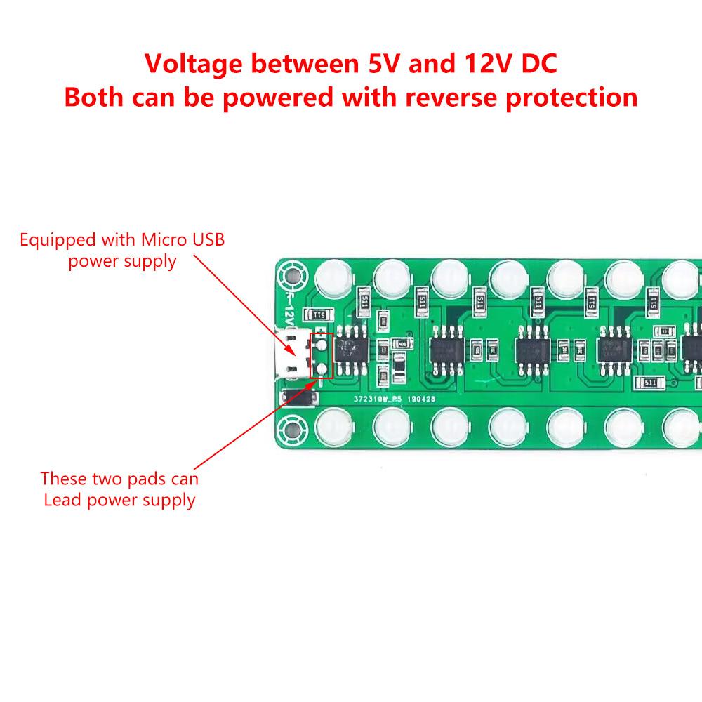 Acoustic Sensing Spectrum Audio Power Amplifier Level Meter LED Indicator Flash Melody Light Sound Partner DC 5V-12V