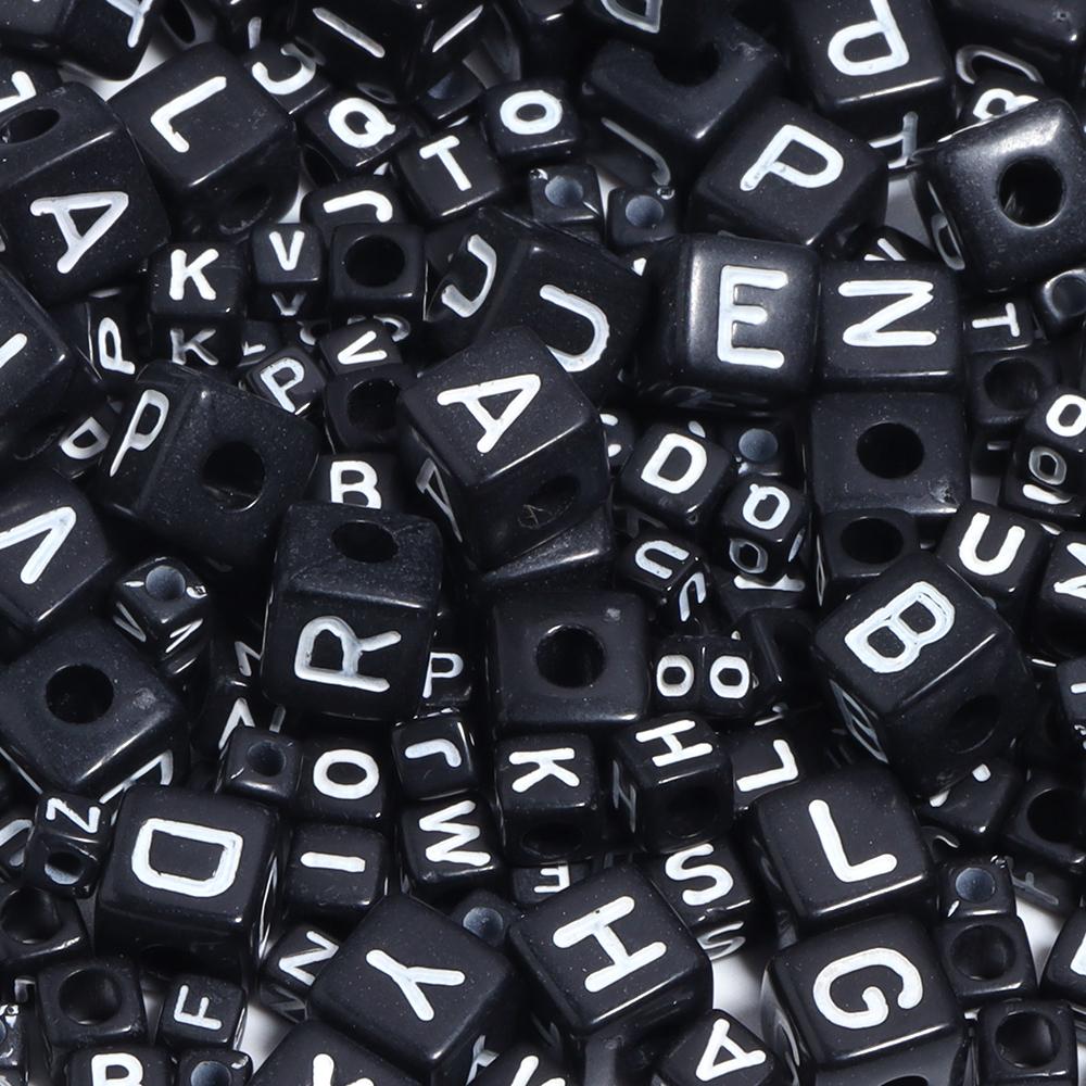 50-100pcs Black Acrylic Letter Beads A-Z Alphabet Beads Cube Spacer Beads For DIY Bracelet Necklace Jewelry Making Accessories