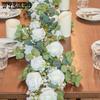 1 шт. Искусственная гирлянда из эвкалипта с цветами, розами, гипсофилой, гирлянда из зелени, для свадебной вечеринки, раннер на стол, фон, настенный декор