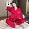 Весенне-осенняя женская пижама с длинными рукавами из ледяного шелка, домашний комплект этого года, праздничная красная пижама, домашний костюм для отдыха