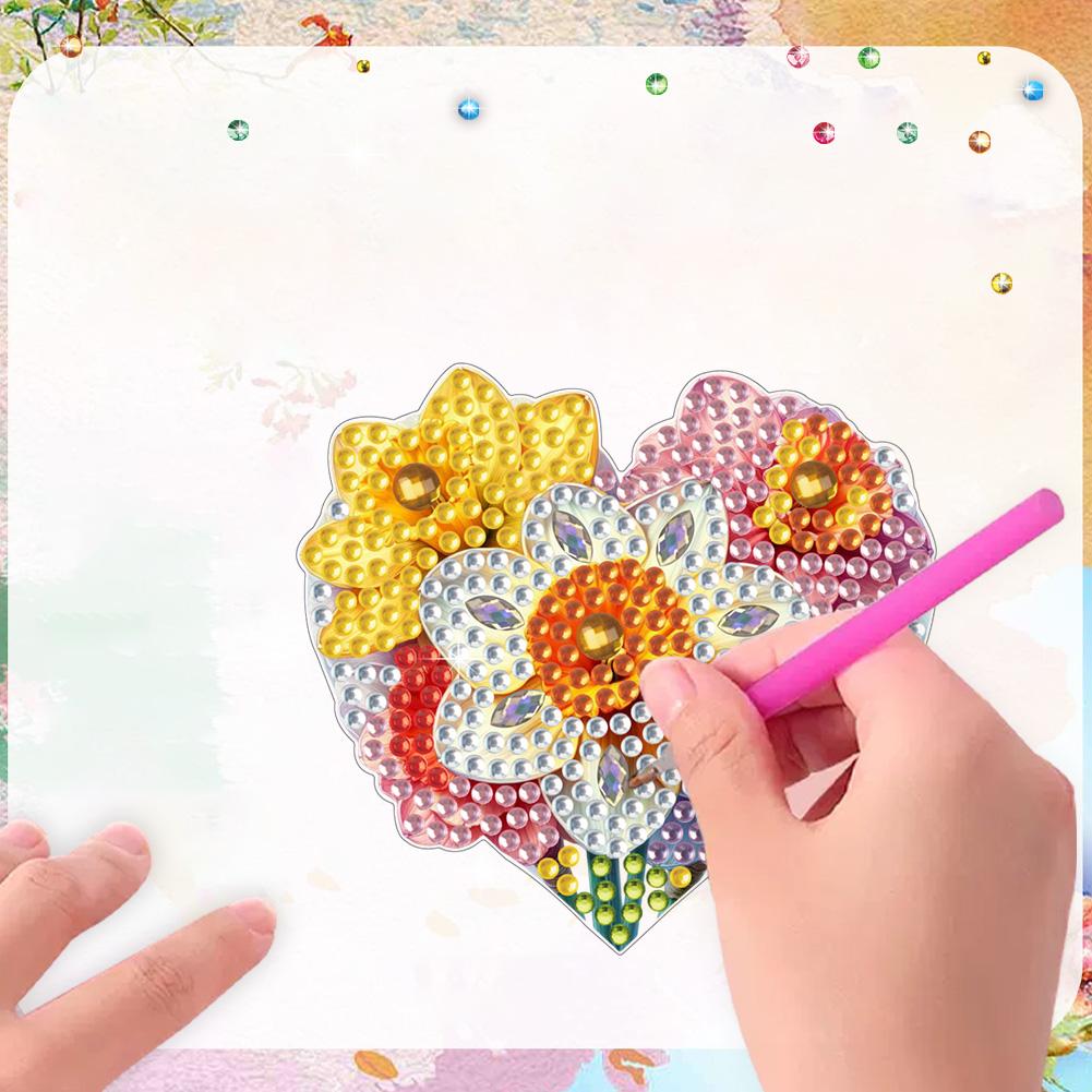 6Pcs Spring Print DIY Crystal Sparkling Diamond Magnets Set Diamond Art Refrigerator Magnet Diamond Painting Magnets Kit