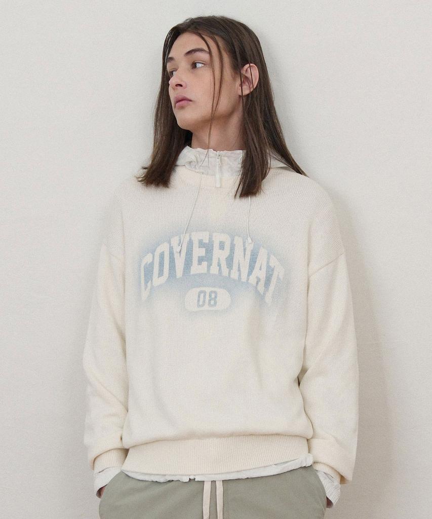 COVERNAT Spray Arch Logo Crewneck Knit Ivory