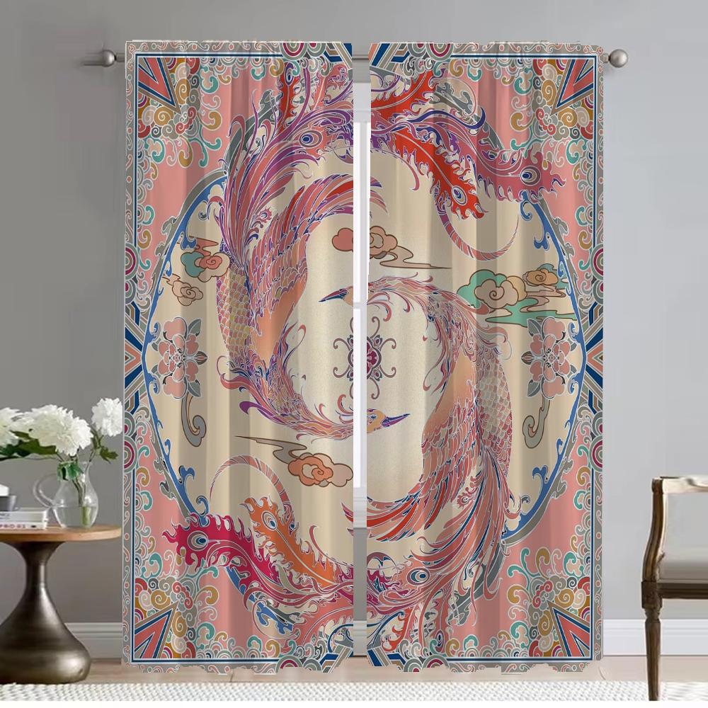 Элегантные шторы для комнаты, для камеры, занавески для окон в китайском стиле, разделительные шторы для домашнего интерьера, 2 шт., тюль для спальни, абажуры