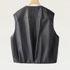 Women's Solid Round Neck Faux Leather Look Vest