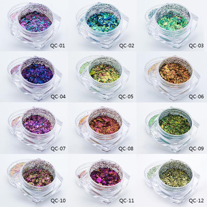 Mtssii Holographic Chemeleon Mirror Glitter Powder Irregular Flakes Paillettes Sequin Nail Art Decor