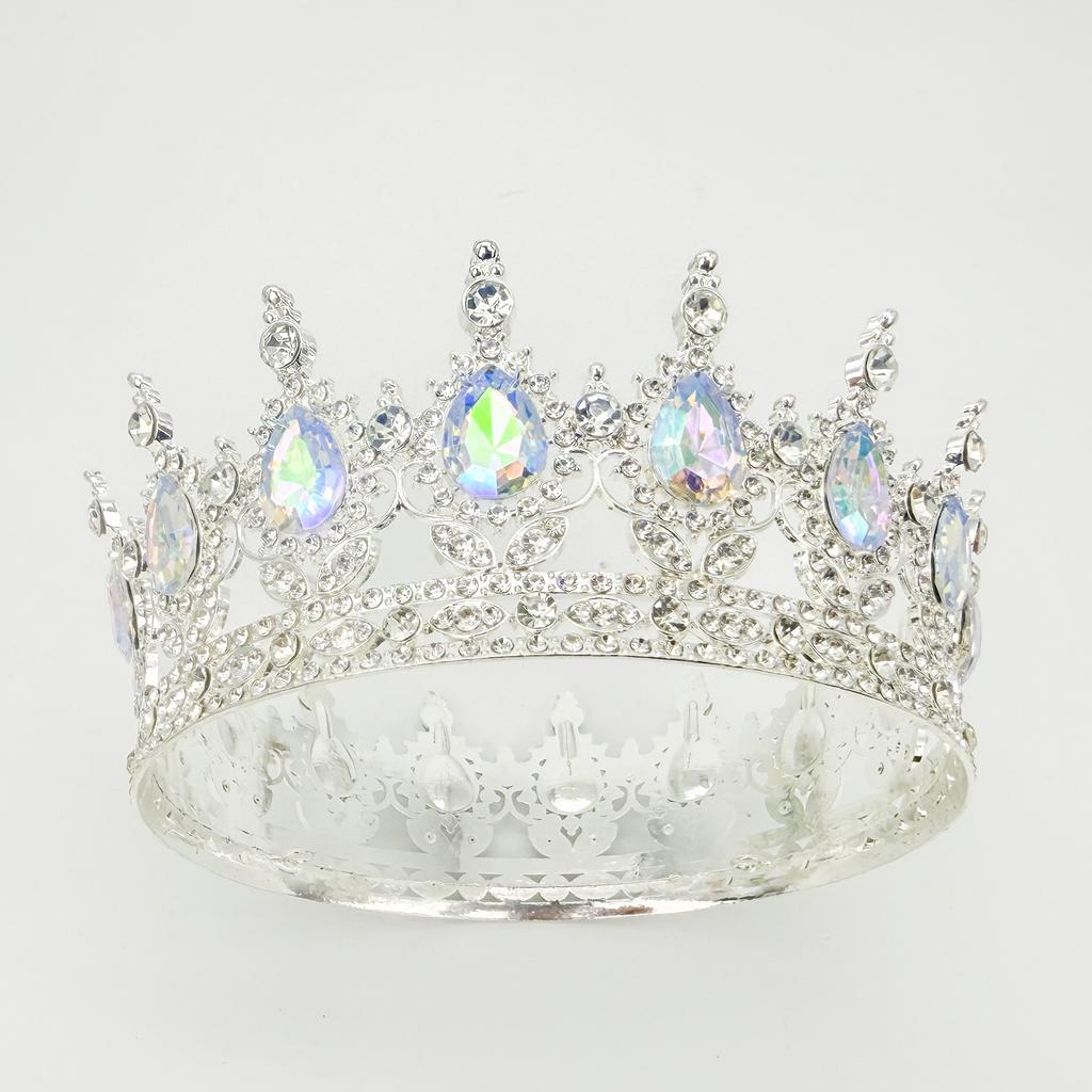 Full Circle Crown Tiara Colorful Baroque Retro Full Diamond Jewelry Wedding Accessories Crown Bridal Crown