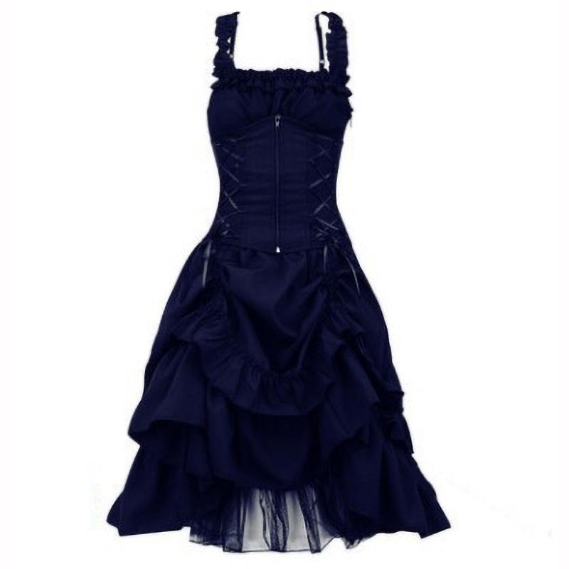 Платье-труба Lolita Gothic Slim с нестандартной талией и бретельками