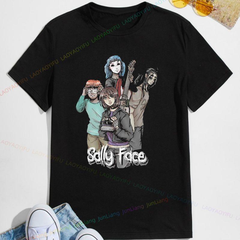Мужская Женская Футболка Sally Face Магическая Маска Готическая Ретро Футболка Sally Face Классический Узор Футболка