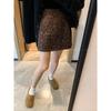 2024 Women's High Waist Leopard Print A-Line Skirt - Autumn Retro Slimming Short