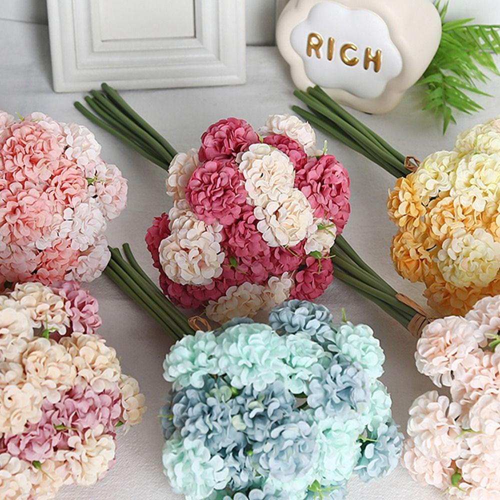 27 головок Гортензии Искусственные Цветы Разноцветные DIY Аксессуары Искусственный Цветок Шелковые Лепестки Фото Реквизит Свадебный Букет