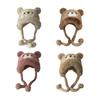 Women Hat Solid Color Thickened Plush Bear Warm Hat with Ear Protection Function Winter Outdoor Daily Cycling Lei Feng Hat