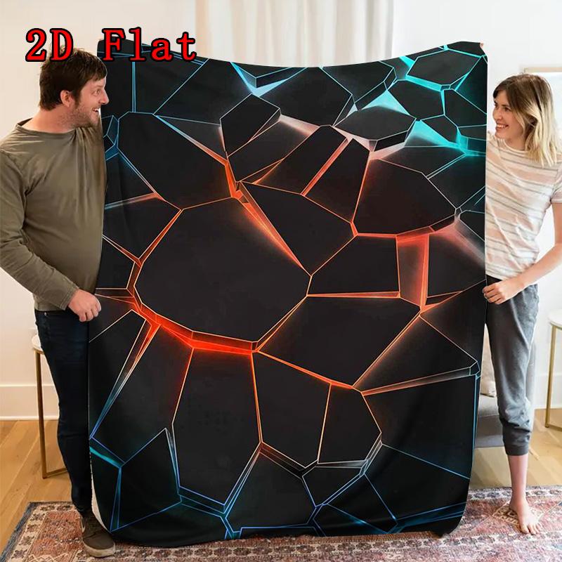 Geometric Colorful Light Rays 2D Flat Pattern Flannel Blanket High quality All Seasons Warmth and Comfort Perfect for Christmas Gifts.
