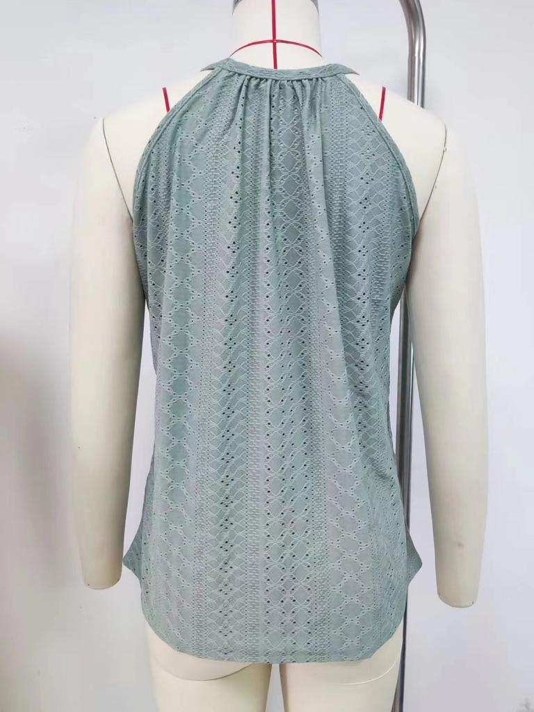 Женские модные летние полые топы на бретелях с открытыми плечами, однотонные повседневные топы без рукавов с круглым вырезом и лямкой на шее