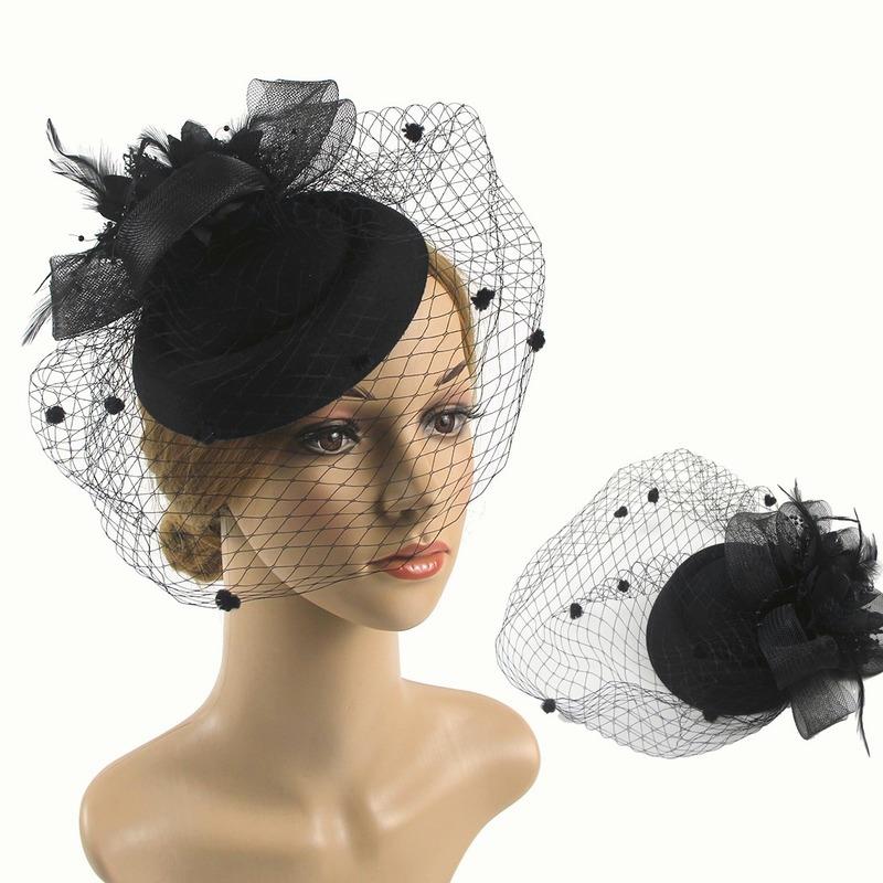 Retro Berets Headband Fascinator Wedding Ascot Hat Hatinator Birdcage Veil