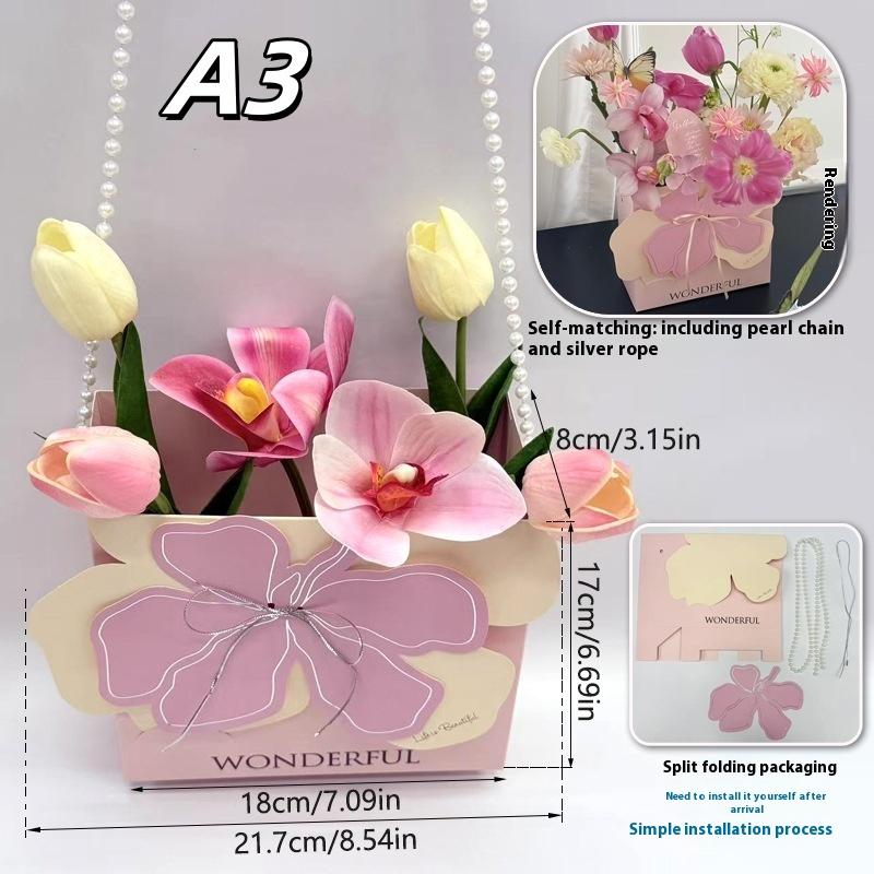 1 шт. Портативная цветочная корзина, упаковка для роз, подарочная коробка для свадьбы, дня рождения, рождественской вечеринки, букета цветов, декора