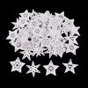 50 Pieces White Wooden Snowflake Craft Christmas Tree Hanging Decorations