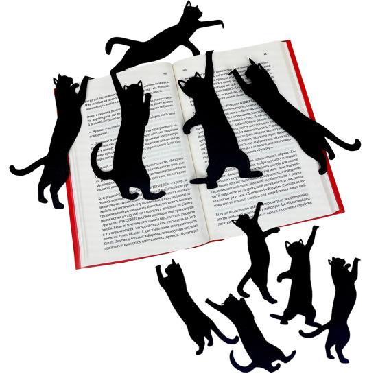 5 шт. Черная закладка для книг в форме кошки, металлическая закладка для страниц в форме кошки для книги