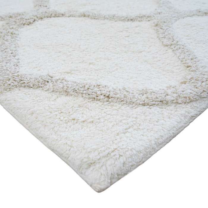 Tapis salon lavable berbère en coton beige 60x90