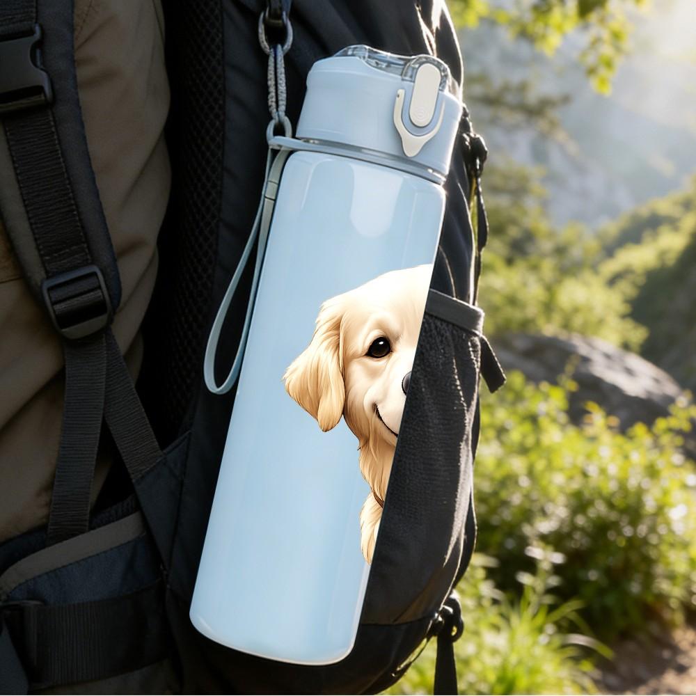 1PC Cute Puppy Dog Pet Cartoon Print 750ml Color Plastic Sports Water Bottle Leakproof Flip Straw Lid Suitable for Sports Office Home Use