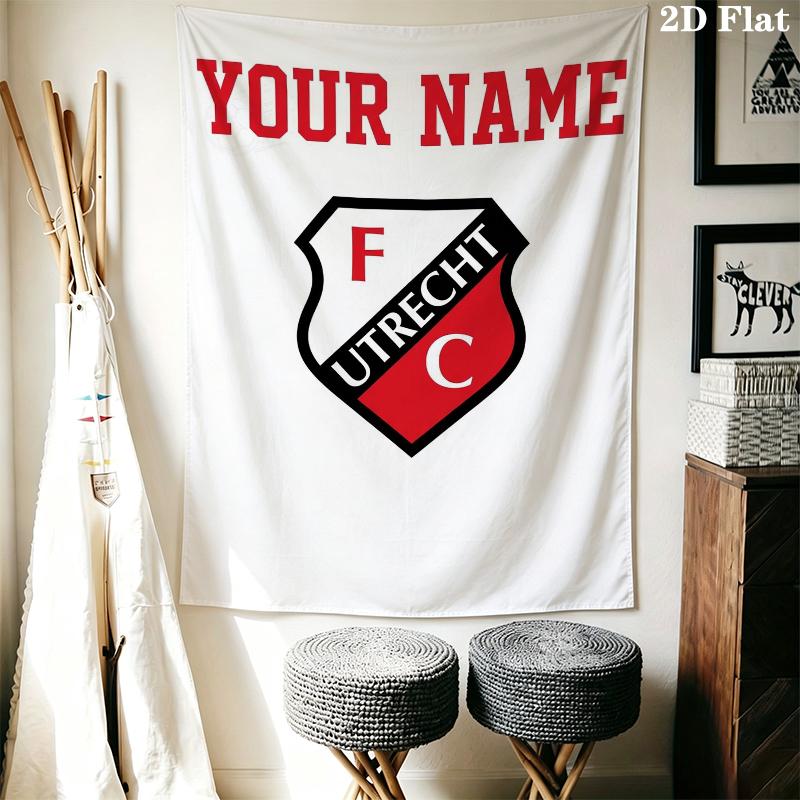 Custom Name FC Utrecht Wall Tapestry Aesthetic Wall Hanging Printed Fabric Blanket Decorative Tapestries for Bedroom Living Room Home Decor