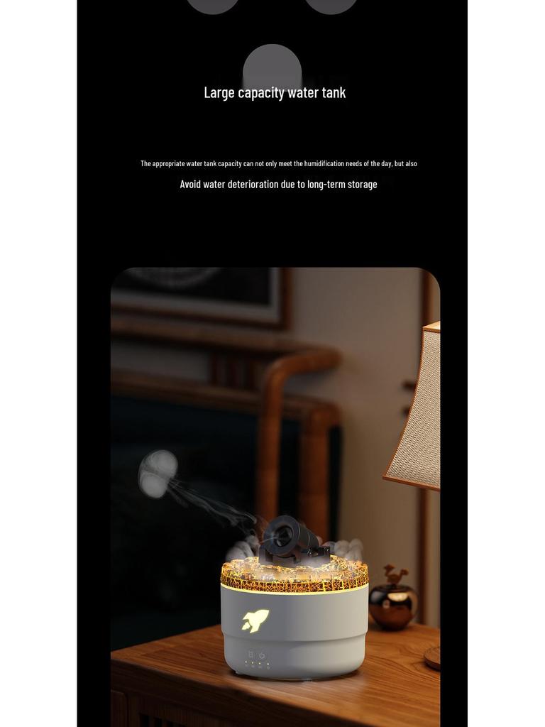 2024 Аромадиффузор и увлажнитель с цветной имитацией пламени и кольцами дыма