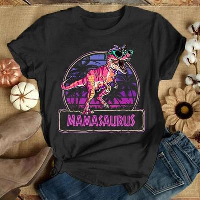 Футболка с изображением динозавра Mamasaurus ко Дню матери, мужская и женская модная футболка Harajuku, летняя, крутая, с коротким рукавом, в стиле хип-хоп