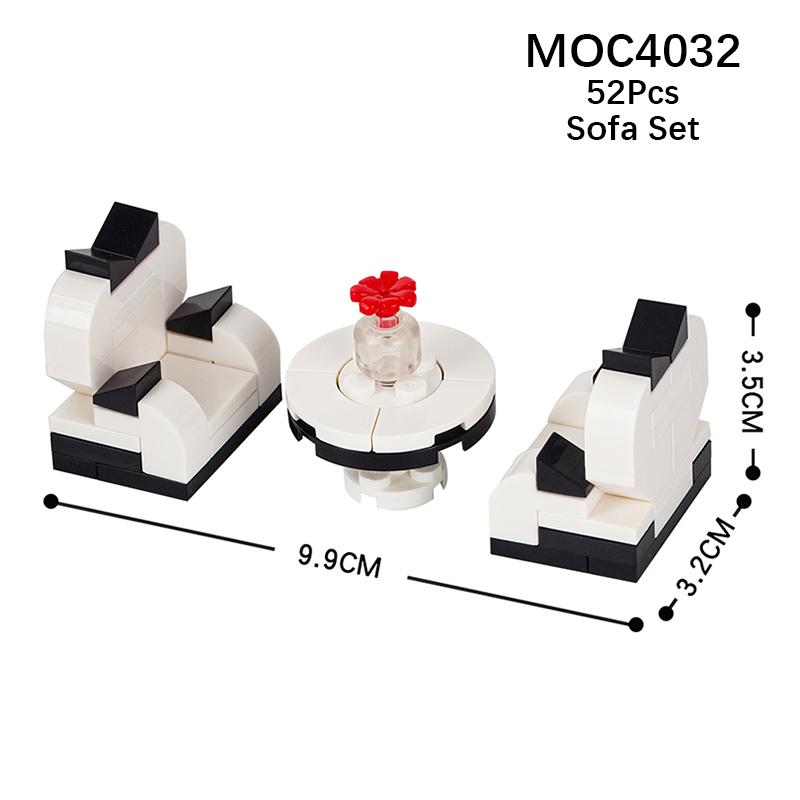 Город Фигурки Мебель Набор Игрушки Модель MOC Кирпичи Детская коляска Стол Диван Кровать Пианино Кухня Ванная Строительные блоки Подарок
