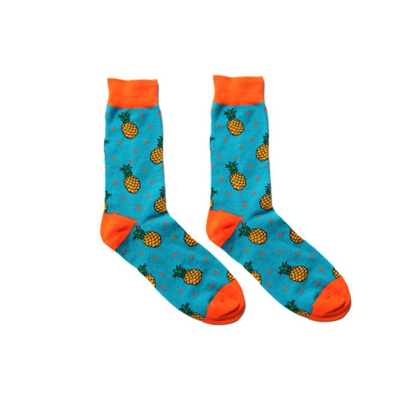 Men Socks Cartoon Lemon Cherry Pineapple Avocado Fruits Colorful Harajuku Male Hip Hop Cotton Socks