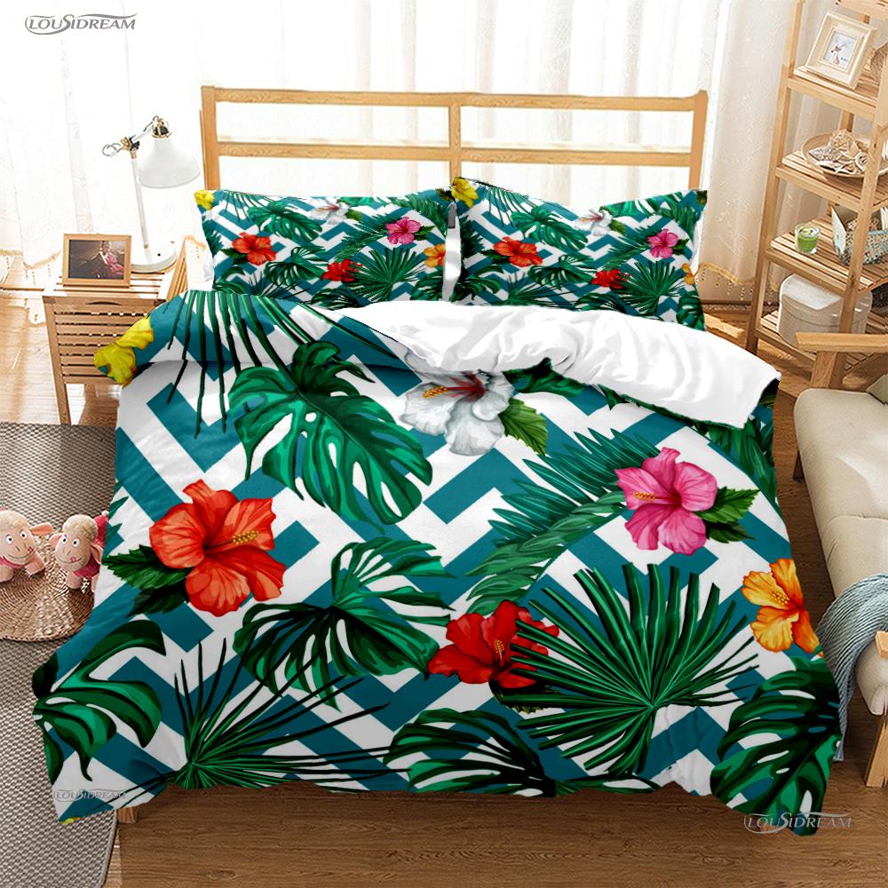 Tropical Leaf Casal All Season Duvet Cover Comforter Bedding Sets Soft Quilt Cover and Pillowcases Boys Single/Double/Queen/King