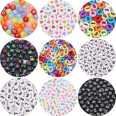 Смешанные английские буквы акриловые бусины 100 шт. плоские сердечные бусины с буквенным номером для подвески браслет Neckla