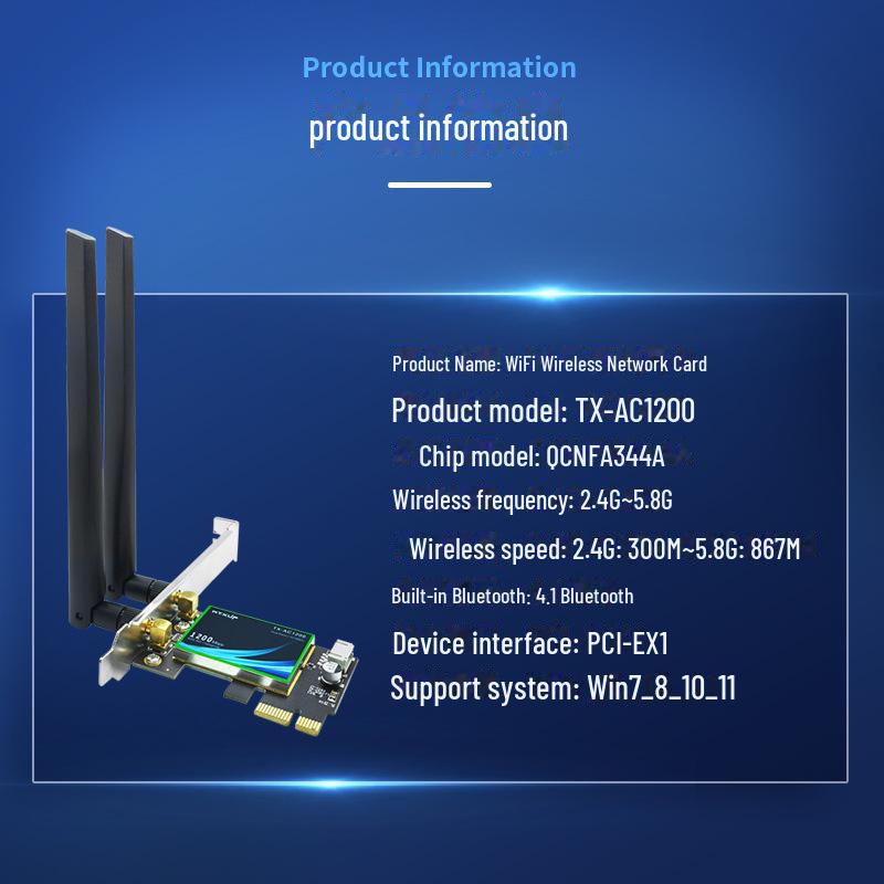 Qualcomm TX-1200AC Двухдиапазонная беспроводная сетевая карта PCIE с 5G WiFi и Bluetooth 4.1