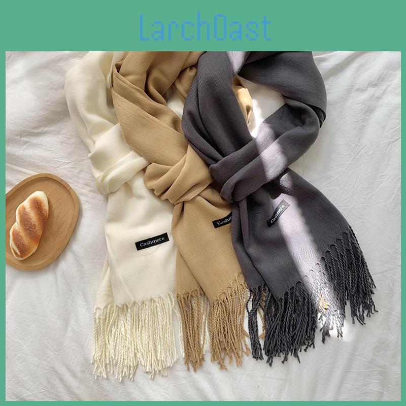Scarf Winter Women Cashmere Faux Solid Color Shawl Wrap Soft Texture Knit Polyester Fringe Design Elegant Style Multi Colors