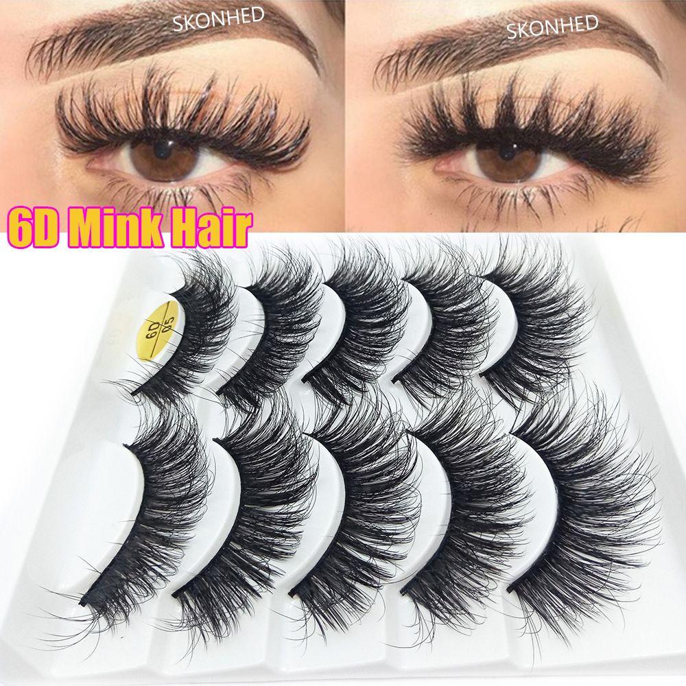 Модные натуральные длинные тонкие расклешенные 6D искусственные норковые накладные ресницы крест-накрест для наращивания ресниц