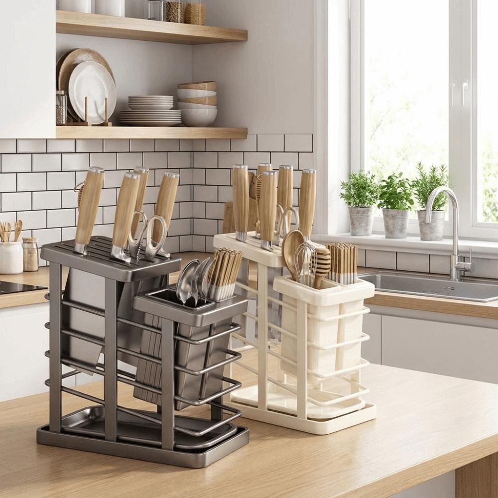 Space Saving Countertop Cutter Holder Carbon Steel Chopstick Tube Modern Cutlery Holder Restaurant