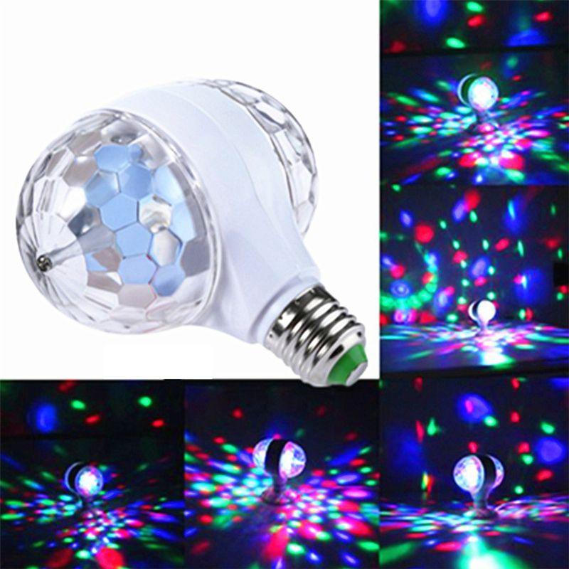 E27 Doubleheaded 6w Led Ball Stage Rgb Light Bulb Rotating Lamp Ktv Party Disco