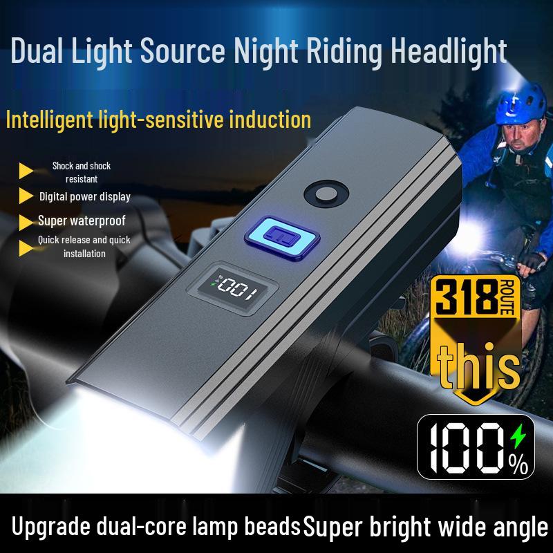 High Brightness Bicycle Light with TYPE-C Charging & Digital Display for Night Riding