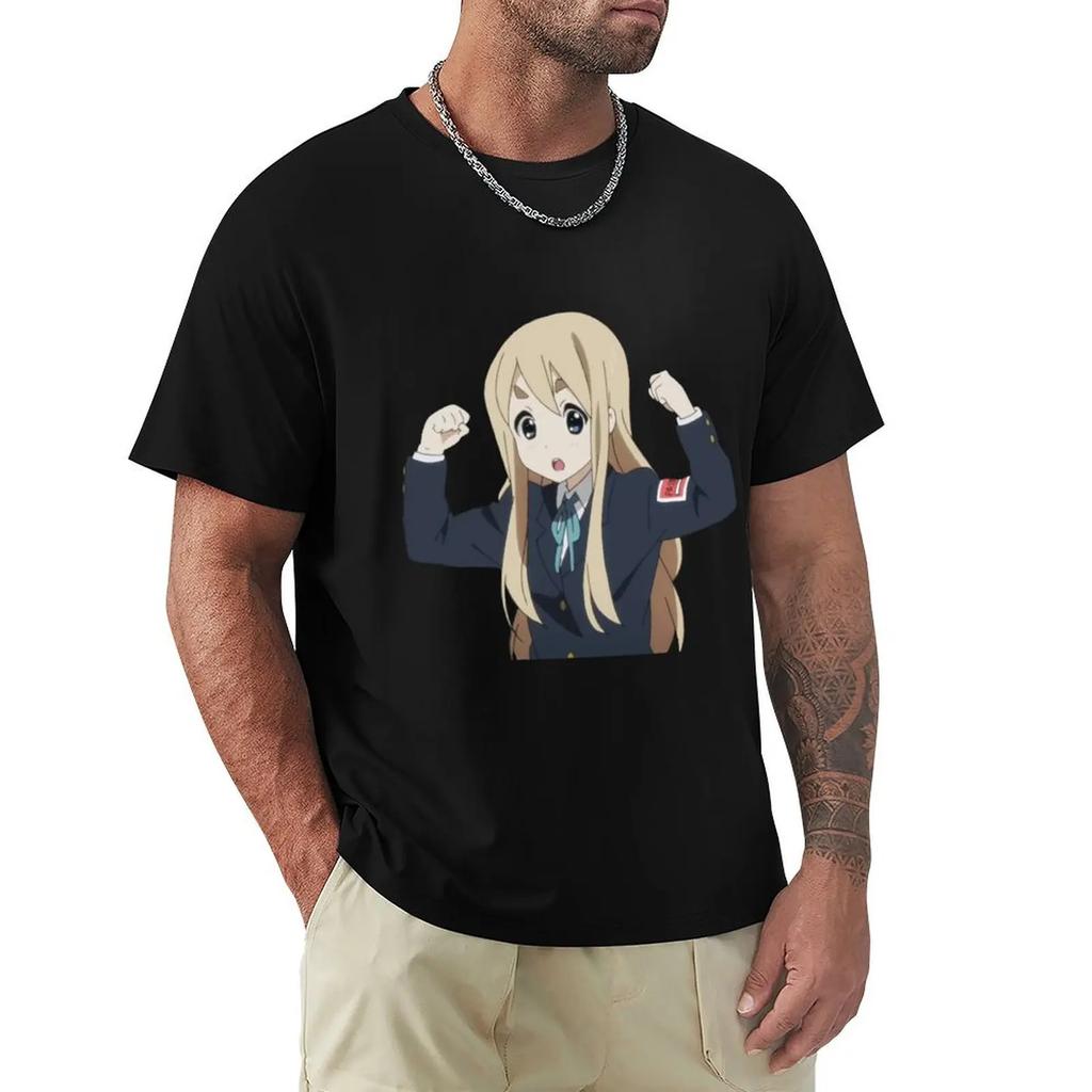 Strong Mugi - K-On! T-Shirt Oversized Vintage Anime Shirt Aesthetic Clothing Blacks Sweat Shirts, Men